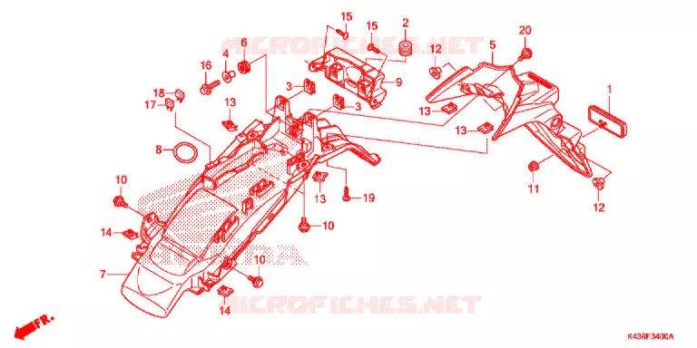 GARDE-BOUE ARRIERE Honda MOTO 160 HORNET 2016  CBF160MG