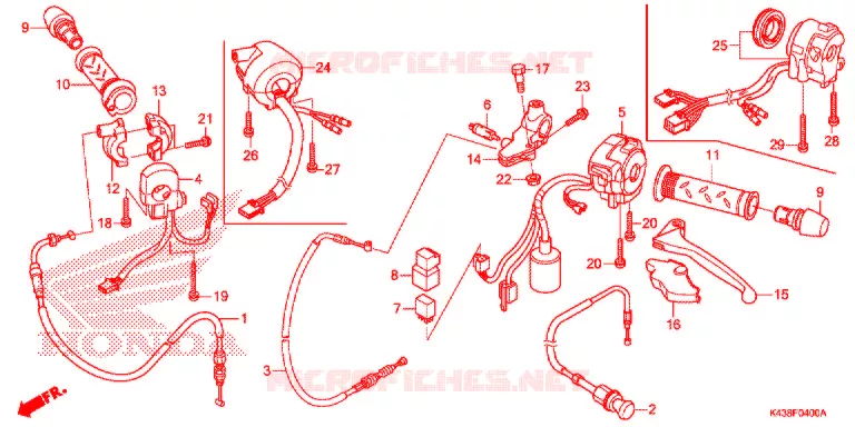 LEVIER DE GUIDON - CABLE - COMMODO Honda MOTO 160 HORNET 2016  CBF160MG