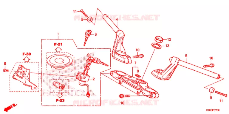 GUIDON - TE DE FOURCHE Honda MOTO 190 CB 2019  CBF190WHG