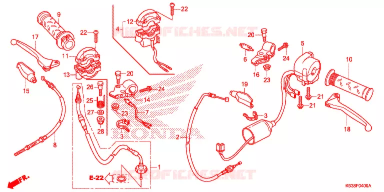 LEVIER DE GUIDON - CABLE - COMMODO Honda MOTO 110 CD 2017  CB110C2H