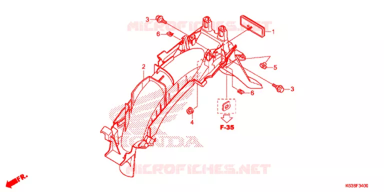 GARDE-BOUE ARRIERE Honda MOTO 110 CD 2017  CB110C2H