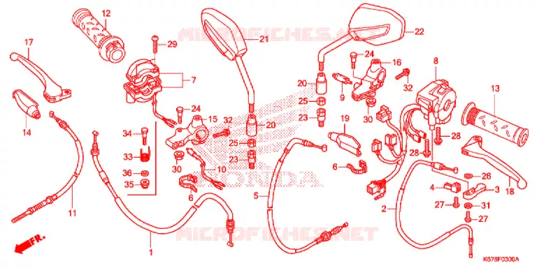 LEVIER DE GUIDON - CABLE - COMMODO Honda MOTO 125 CBF 2016  CBF125MG