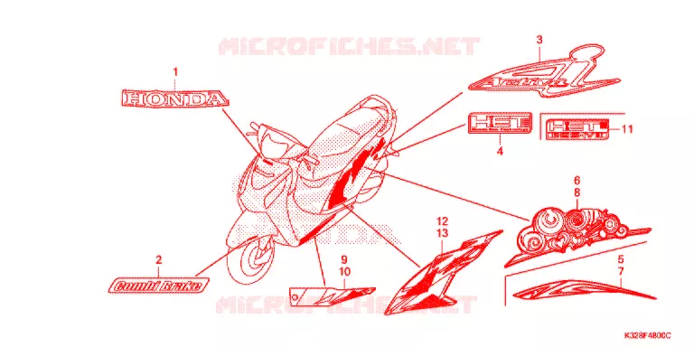AUTOCOLLANTS Honda SCOOTER 110 ACTIVA 2018  SCV110HF