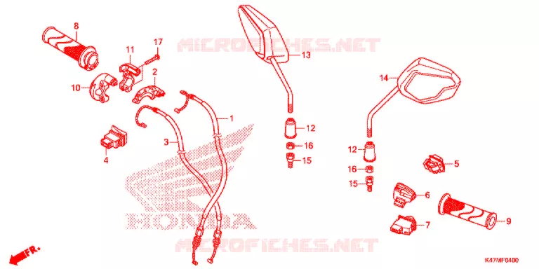 COMMODO - CABLE - RETROVISEUR Honda MOTO 125 DASH 2018  AFP125CRFK
