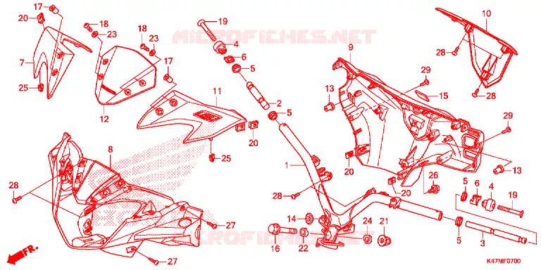 GUIDON - CARENAGE Honda MOTO 125 DASH 2019  AFP125CRFK