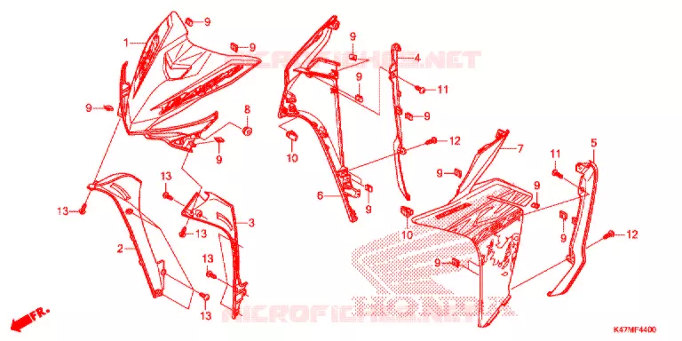 CARENAGE AVANT - PROTEGE JAMBES Honda MOTO 125 DASH 2019  AFP125CSFK