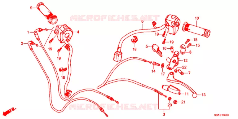 LEVIER DE GUIDON - CABLE - COMMODO Honda MOTO 250 CB 2021  CBF250NAK_J