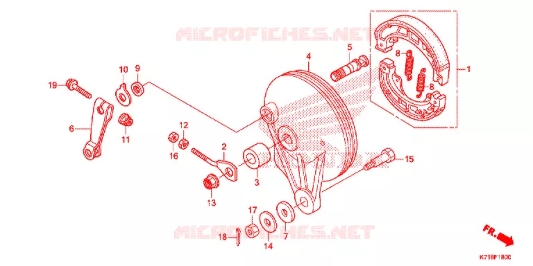 FLASQUE - MACHOIRES DE FREIN ARRIERE Honda MOTO 110 WAVE 2018  AFS110MCSJ