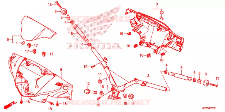 GUIDON - CARENAGE (AFS125MCSK/MCRK) Honda MOTO 125 WAVE 2020  AFS125MCRK