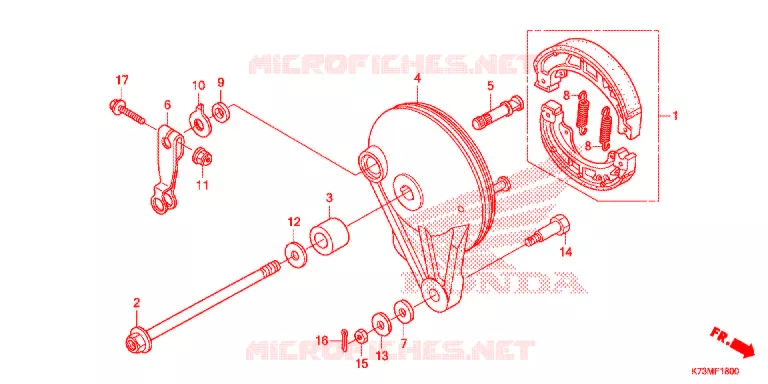 FLASQUE - MACHOIRES DE FREIN ARRIERE Honda MOTO 125 WAVE 2019  AFS125MCSK