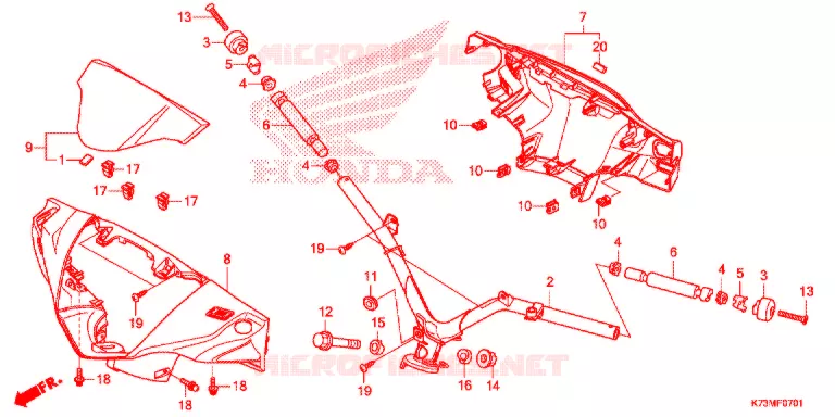 GUIDON - CARENAGE (AFS125MCSK/MCRK) Honda MOTO 125 WAVE 2019  AFS125MCSK