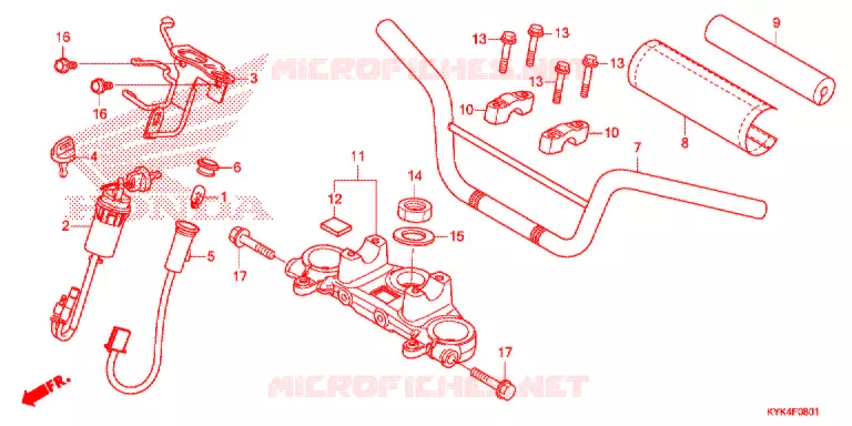 GUIDON - TE DE FOURCHE (CRF110F'19-) Honda MOTO 110 CRF 2020  CRF110FL