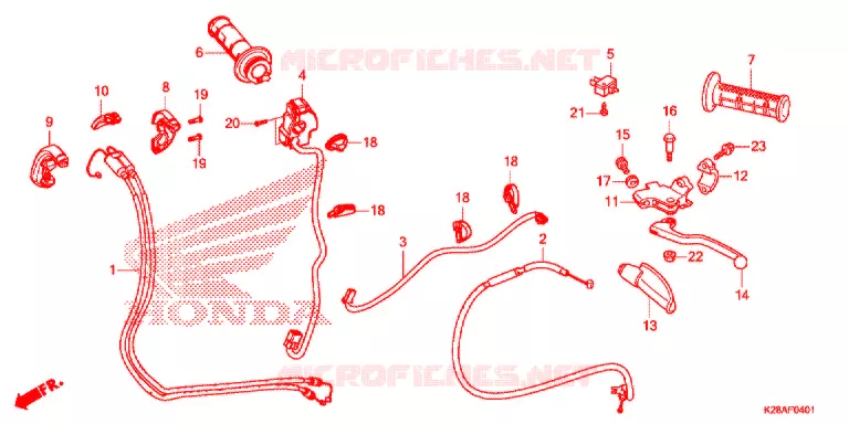 LEVIER DE GUIDON - CABLE - COMMODO (CRF125F/FB'19,'20) Honda MOTO 125 CRF 2020  CRF125FL
