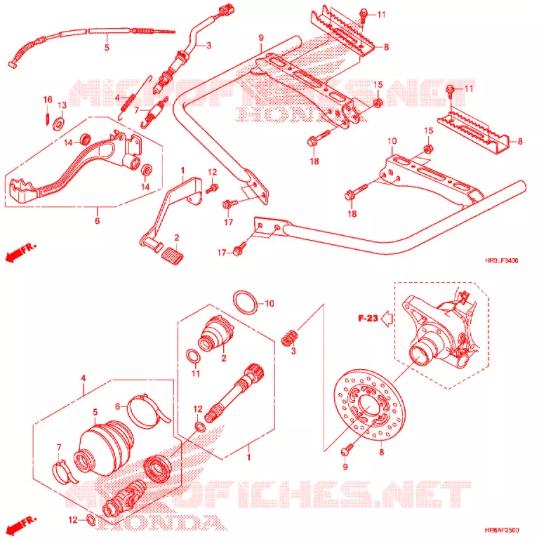 PEDALE - REPOSE PIED Honda ATV 420 FOURTRAX 2020  TRX420FE1L