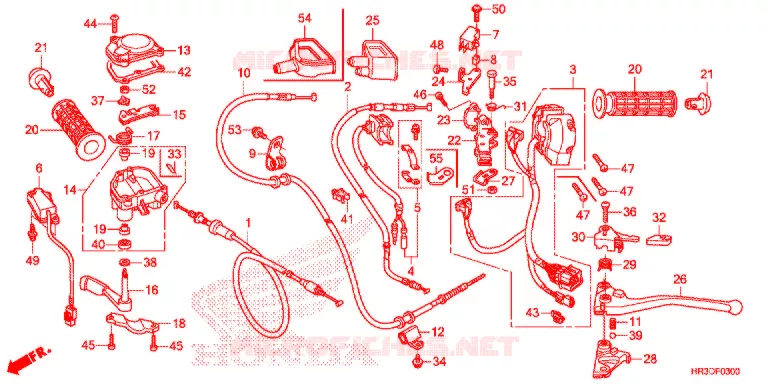 LEVIER DE GUIDON - CABLE - COMMODO Honda ATV 420 FOURTRAX 2020  TRX420FM2L