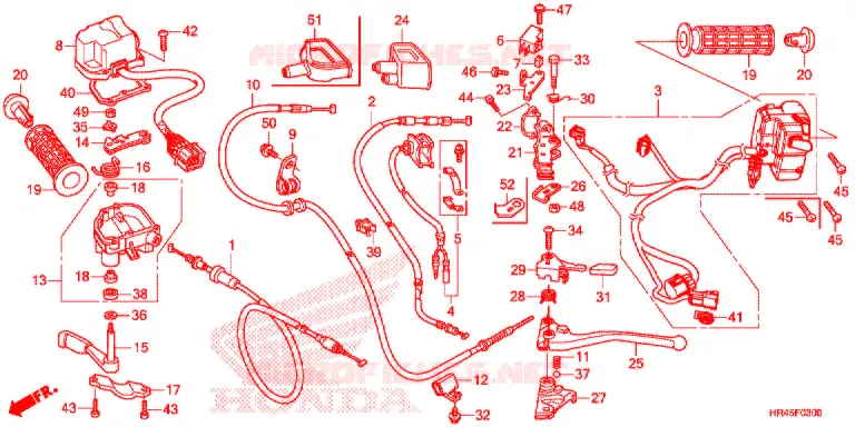 LEVIER DE GUIDON - CABLE - COMMODO Honda ATV 520 FOURTRAX 2020  TRX520FE2L