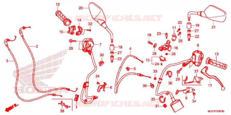 LEVIER DE GUIDON - CABLE - COMMODO Honda MOTO 650 CB 2017  CB650FAH