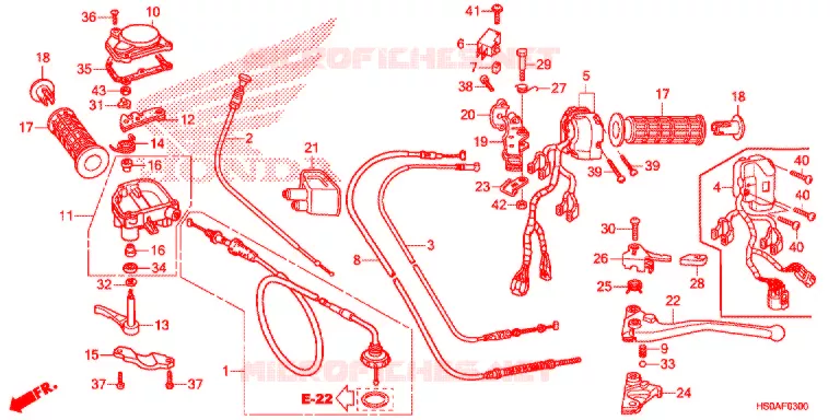 LEVIER DE GUIDON - CABLE - COMMODO Honda ATV 250 FOURTRAX 2020  TRX250TM1L